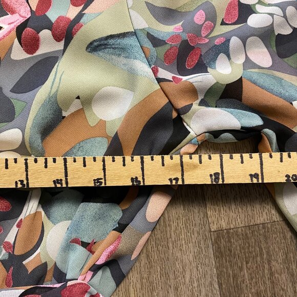 NWT Miss Sparkling Abstract Wrap Dress Size Large Green Pastel Colorful - Picture 6 of 7